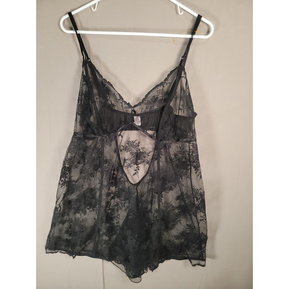Vintage Torrid Babydoll Slip 3 3X Black Lace Whimsigoth Goth Cutout Chemise